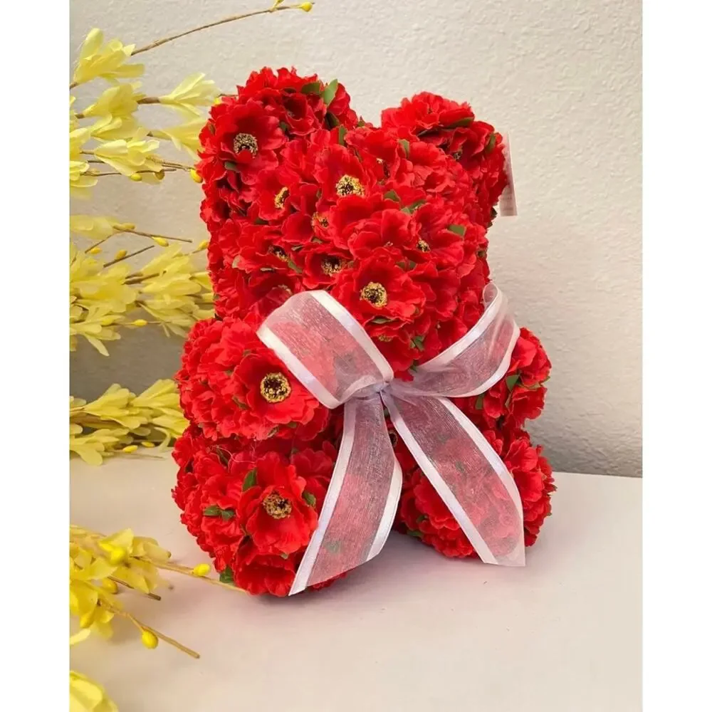 Handmade Red Poppy Bear For Any Occasion